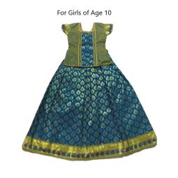 South Indian Lehenga Girls skirt Darker GREEN - 32"